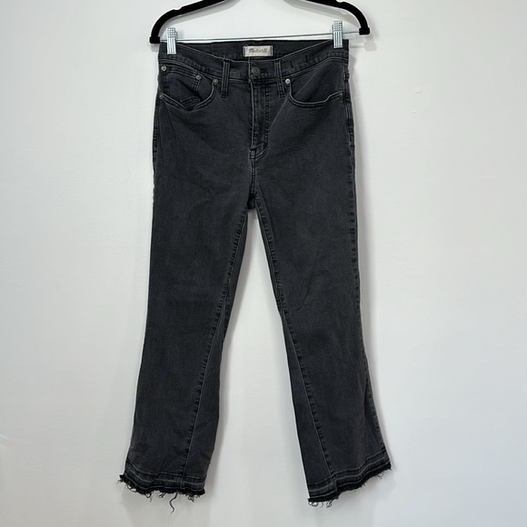Madewell Denim - Madewell Womens Cali Demi Boot Jeans 28 Black Distress Flare Denim Raw Hem